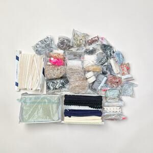 Lot of 30+ Vintage & Contemporary Used Various Fabric Upholstery Trim & Cording